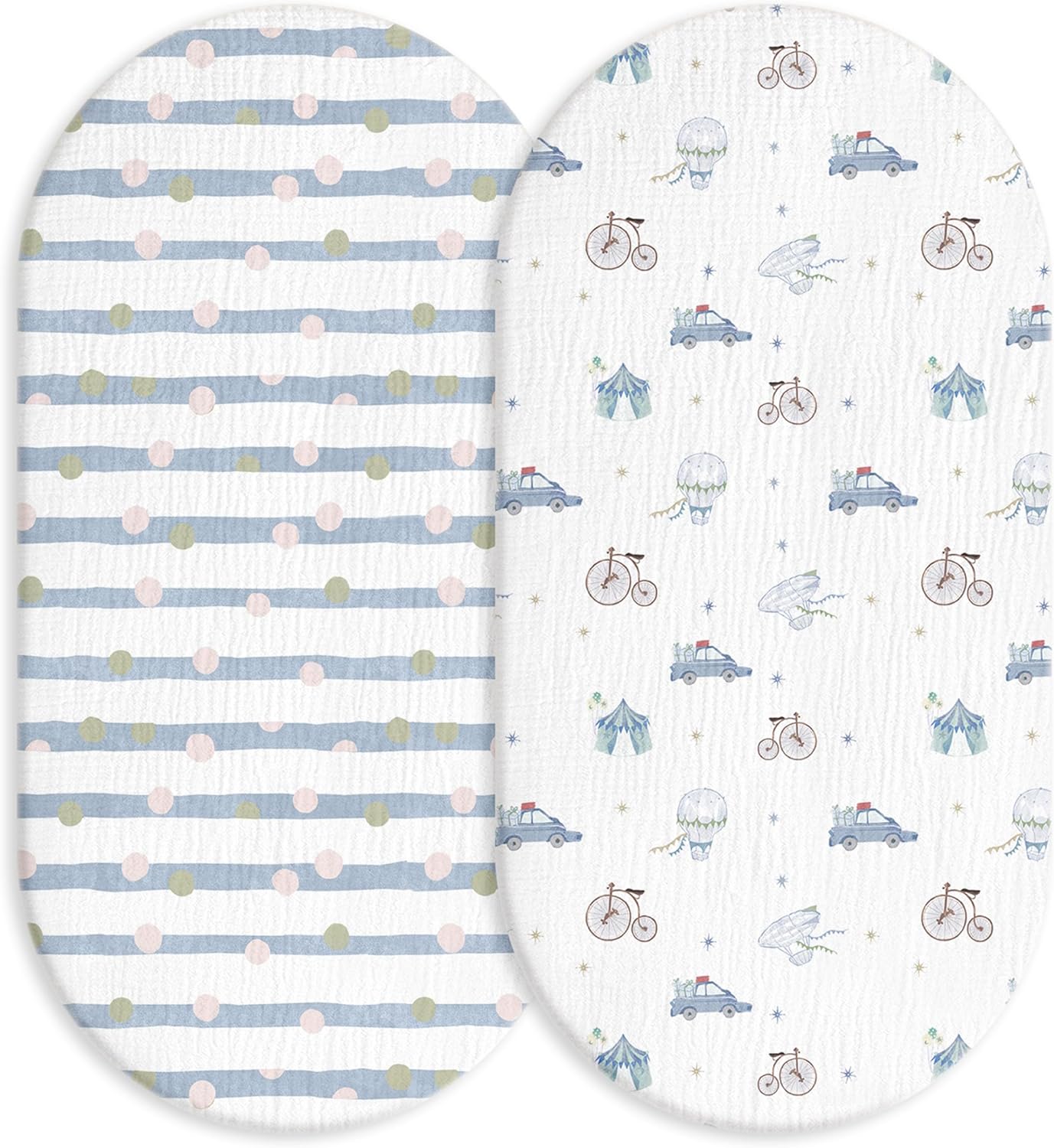 Muslin Bassinet Sheets 2-Pack | Ultra-Soft Breathable Cotton Fitted Sheets
