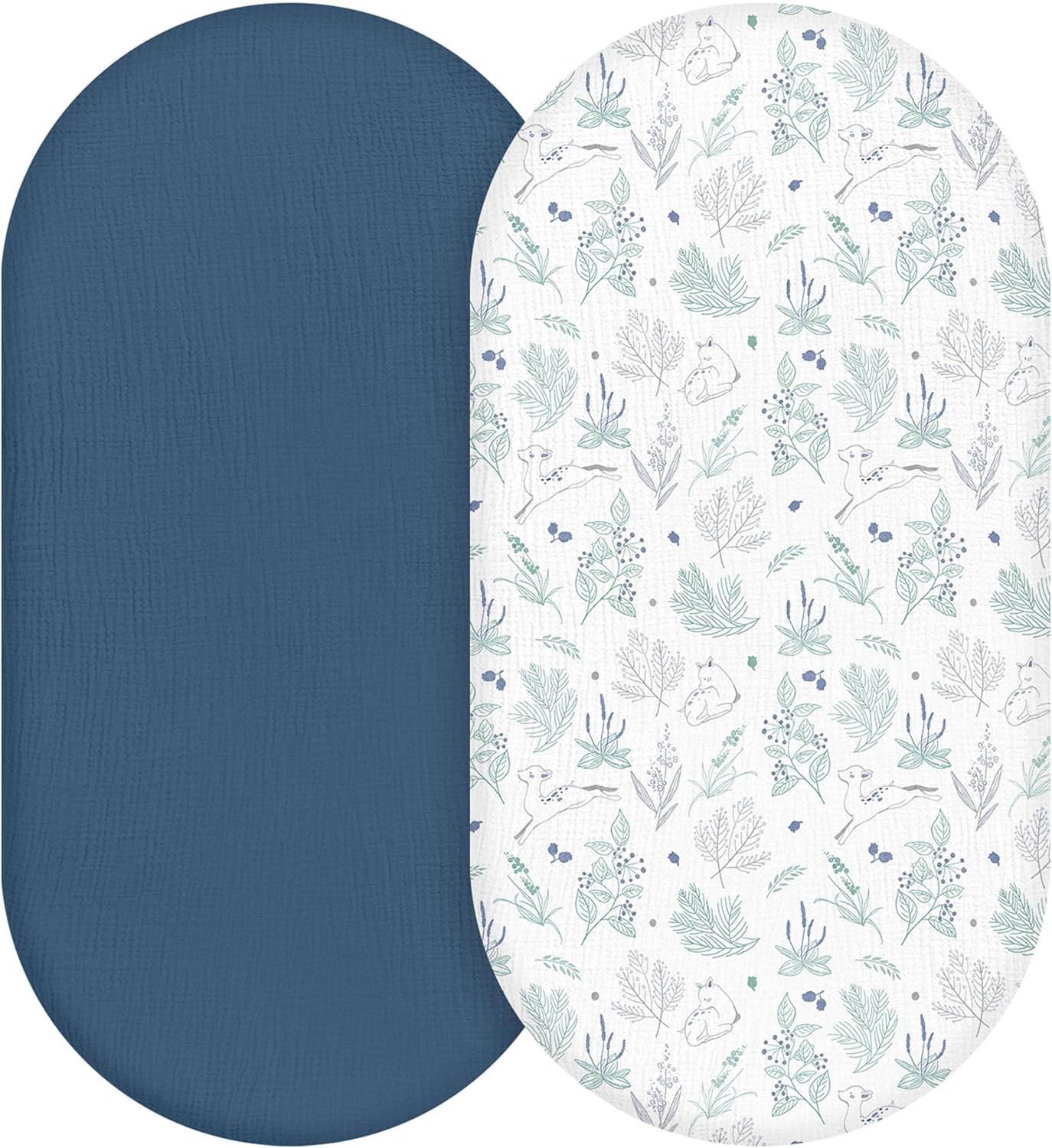 Muslin Bassinet Sheets 2-Pack | Ultra-Soft Breathable Cotton Fitted Sheets