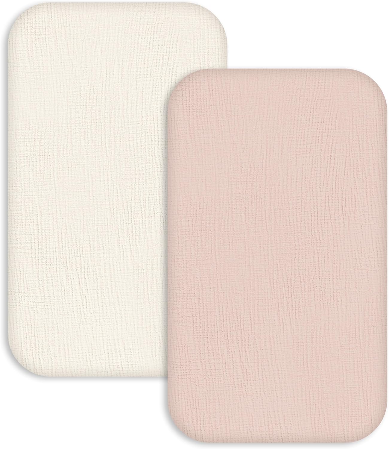Muslin Bassinet Sheets 2-Pack | Ultra-Soft Breathable Cotton Fitted Sheets
