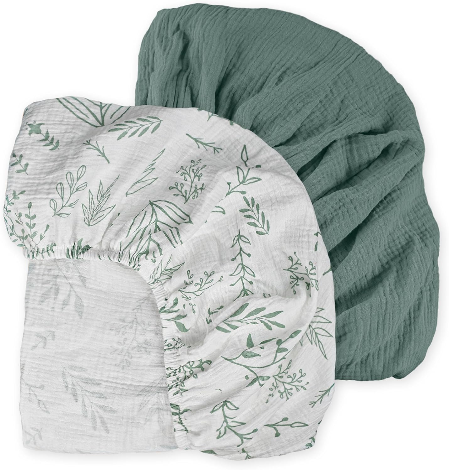 Muslin Bassinet Sheets 2-Pack | Ultra-Soft Breathable Cotton Fitted Sheets