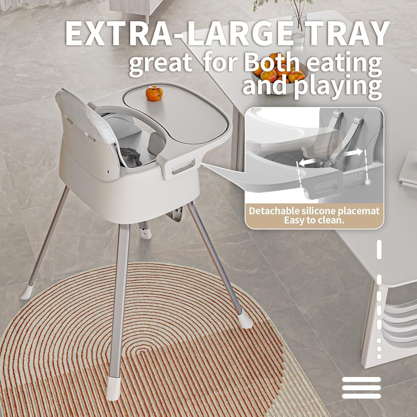 Portable Baby Highchair for Months Infants and Toddlers with 5 Point Harness Convertible Comfortable Seat for Cozy Eating Table Sit up High Chair and Seats for Sitting up Back Booster Feeding Chairs