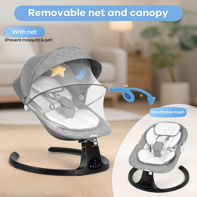 Comfort and Joy: Electric Baby Swing with 5 Soothing Speeds, 10 Lullabies, and Remote Control - Perfect for Infants!