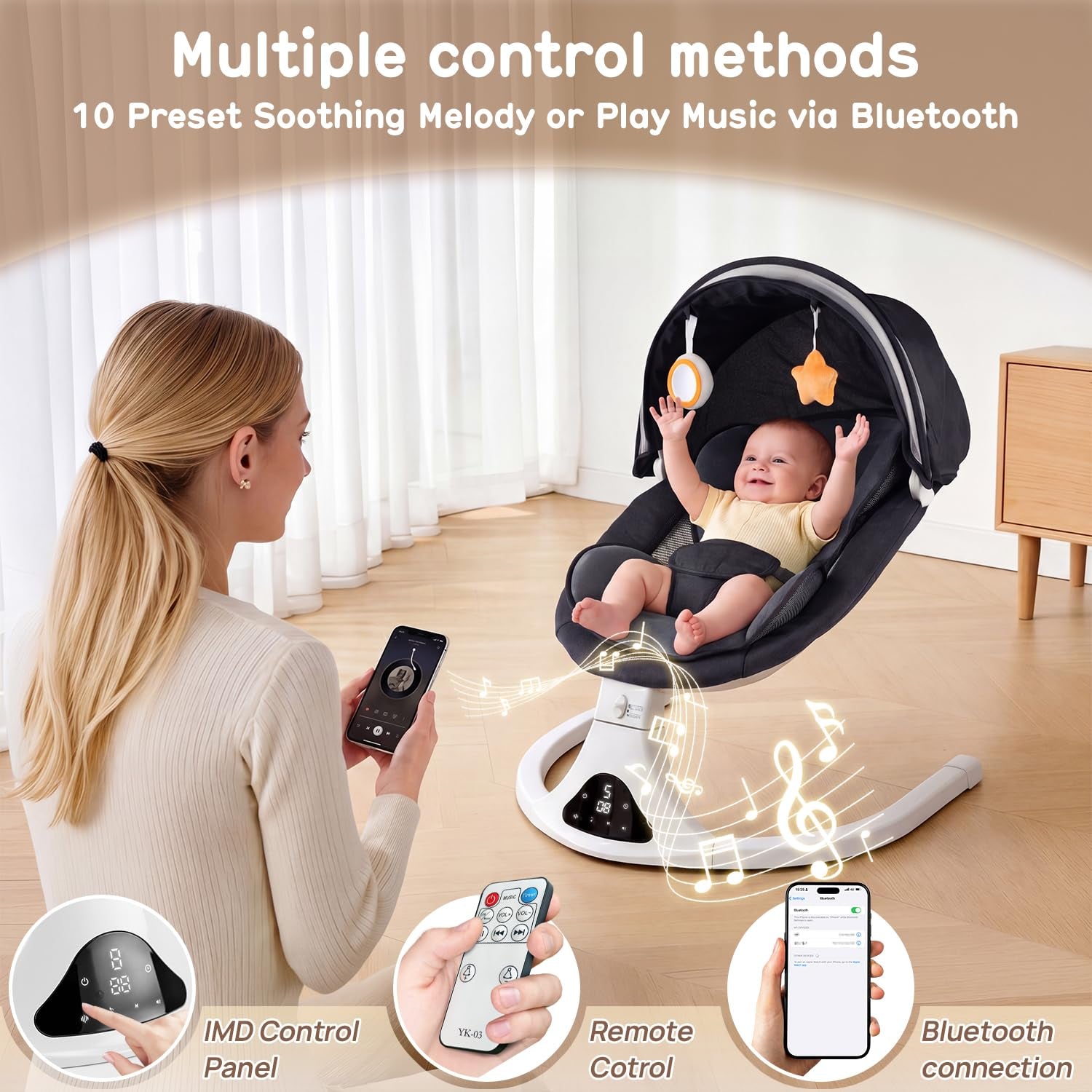 Electric Baby Swing | Portable Soothing Swing with Remote Control