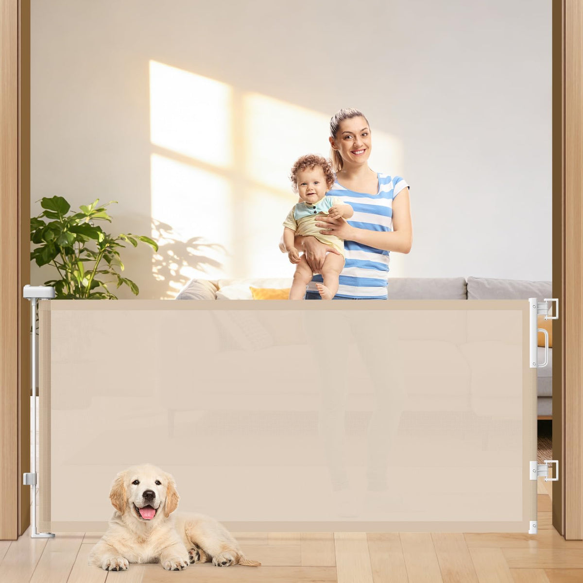 Retractable Baby Safety Gate | 58" Extra Wide Mesh Gate for Kids & Pets 🚚