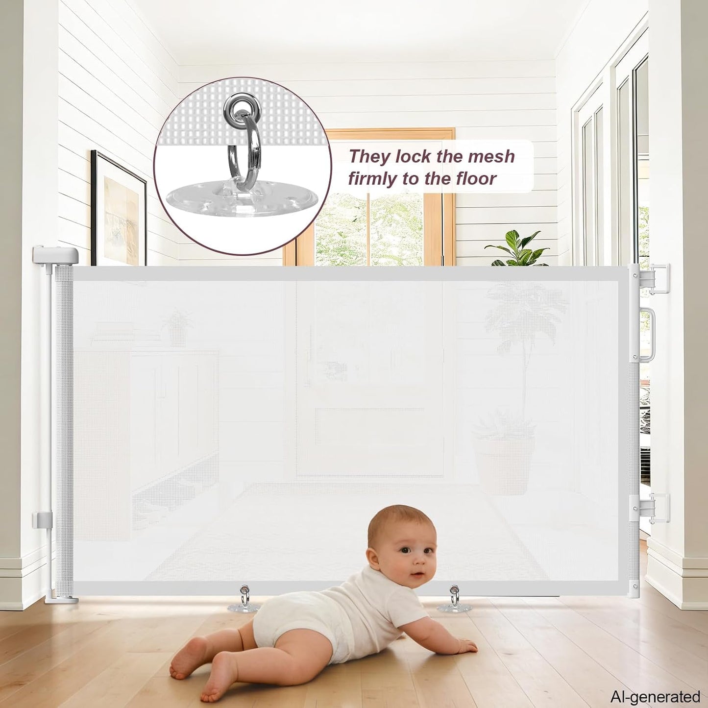Retractable Baby Safety Gate | 58" Extra Wide Mesh Gate for Kids & Pets 🚚
