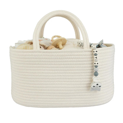 Baby Diaper Caddy Organizer – Portable Cotton Rope Nursery Storage Basket for Newborn Essentials 🧺