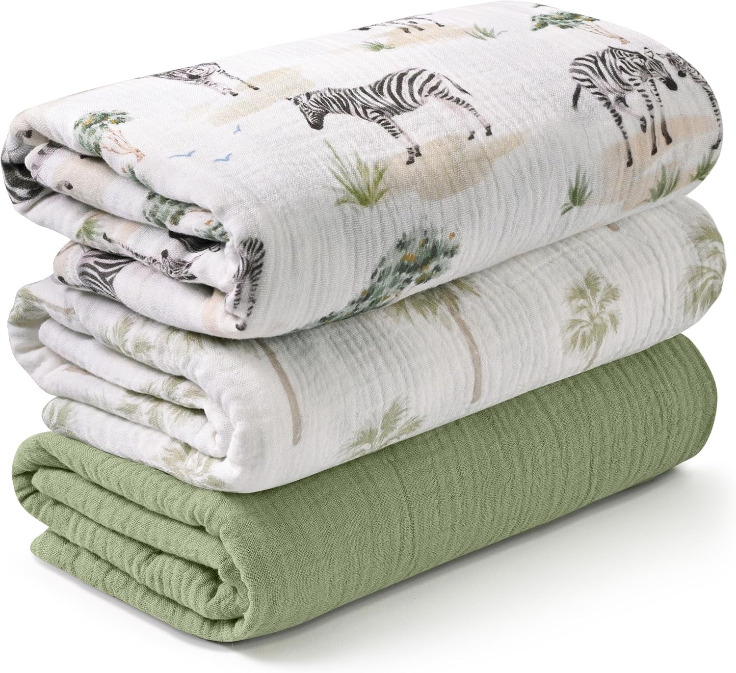 Muslin Swaddle Blankets (3-Pack) – Ultra Soft 100% Cotton Breathable Baby Wraps 38x40” 