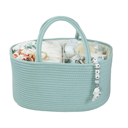 Baby Diaper Caddy Organizer – Portable Cotton Rope Nursery Storage Basket for Newborn Essentials 🧺