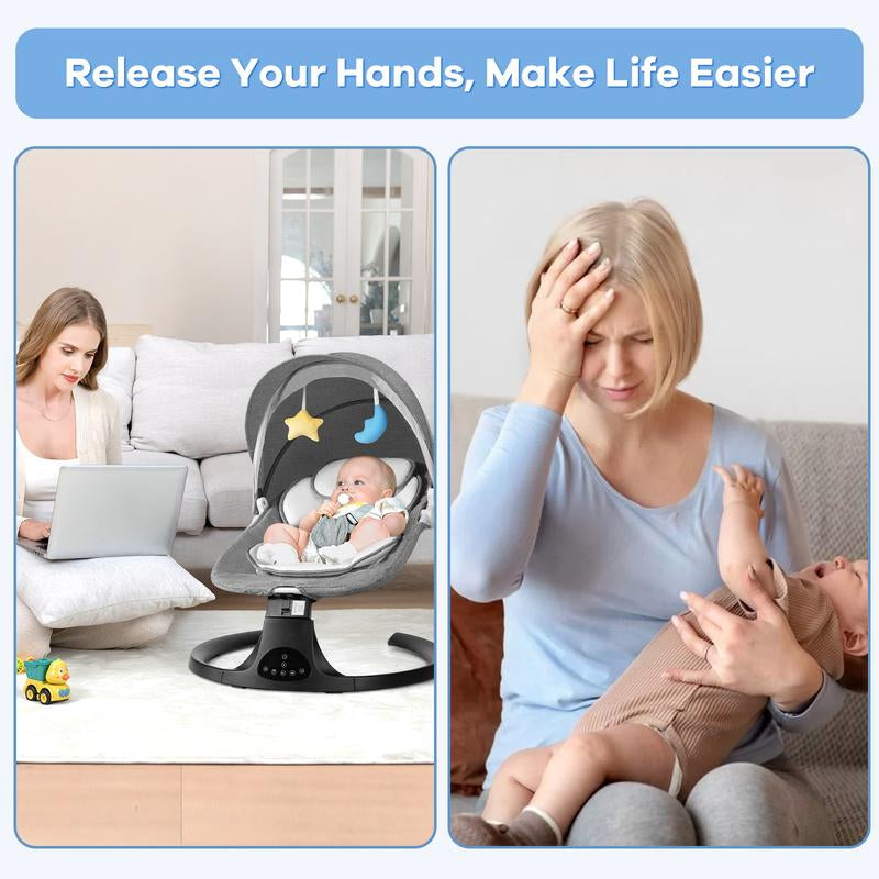 Comfort and Joy: Electric Baby Swing with 5 Soothing Speeds, 10 Lullabies, and Remote Control - Perfect for Infants!