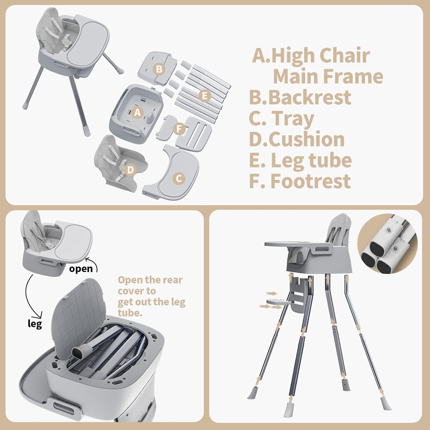 Portable Baby Highchair for Months Infants and Toddlers with 5 Point Harness Convertible Comfortable Seat for Cozy Eating Table Sit up High Chair and Seats for Sitting up Back Booster Feeding Chairs