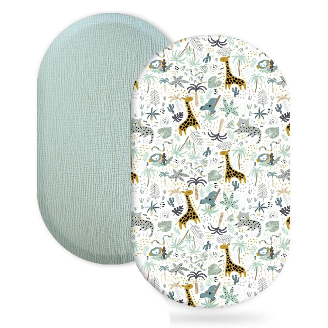 Cozy and Stylish 2-Pack Muslin Bassinet Sheets - Breathable Cotton Cradle Mattress Covers for Your Newborn
