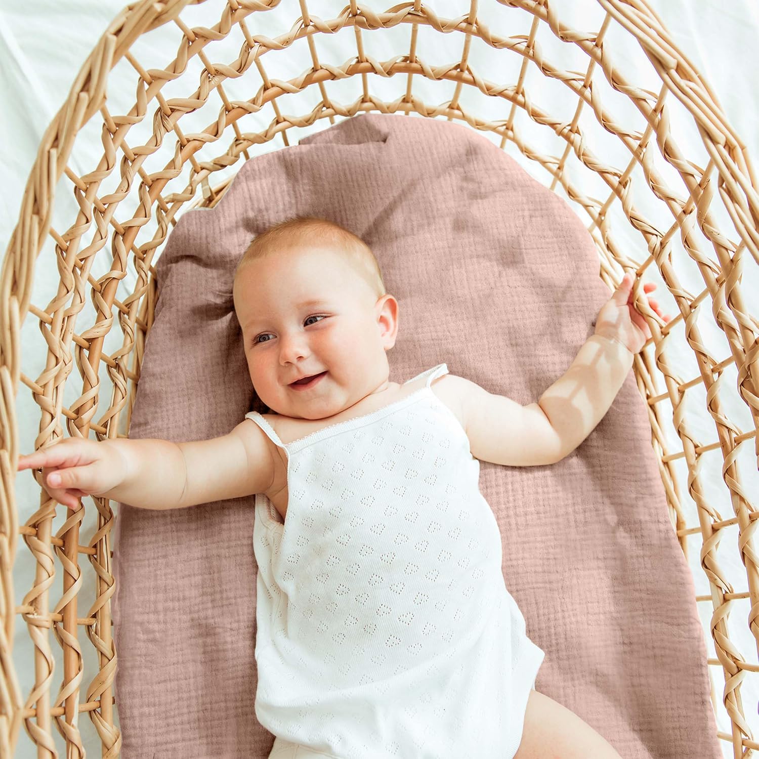 Muslin Bassinet Sheets 2-Pack | Ultra-Soft Breathable Cotton Fitted Sheets