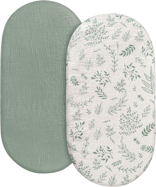 Muslin Bassinet Sheets 2-Pack | Ultra-Soft Breathable Cotton Fitted Sheets