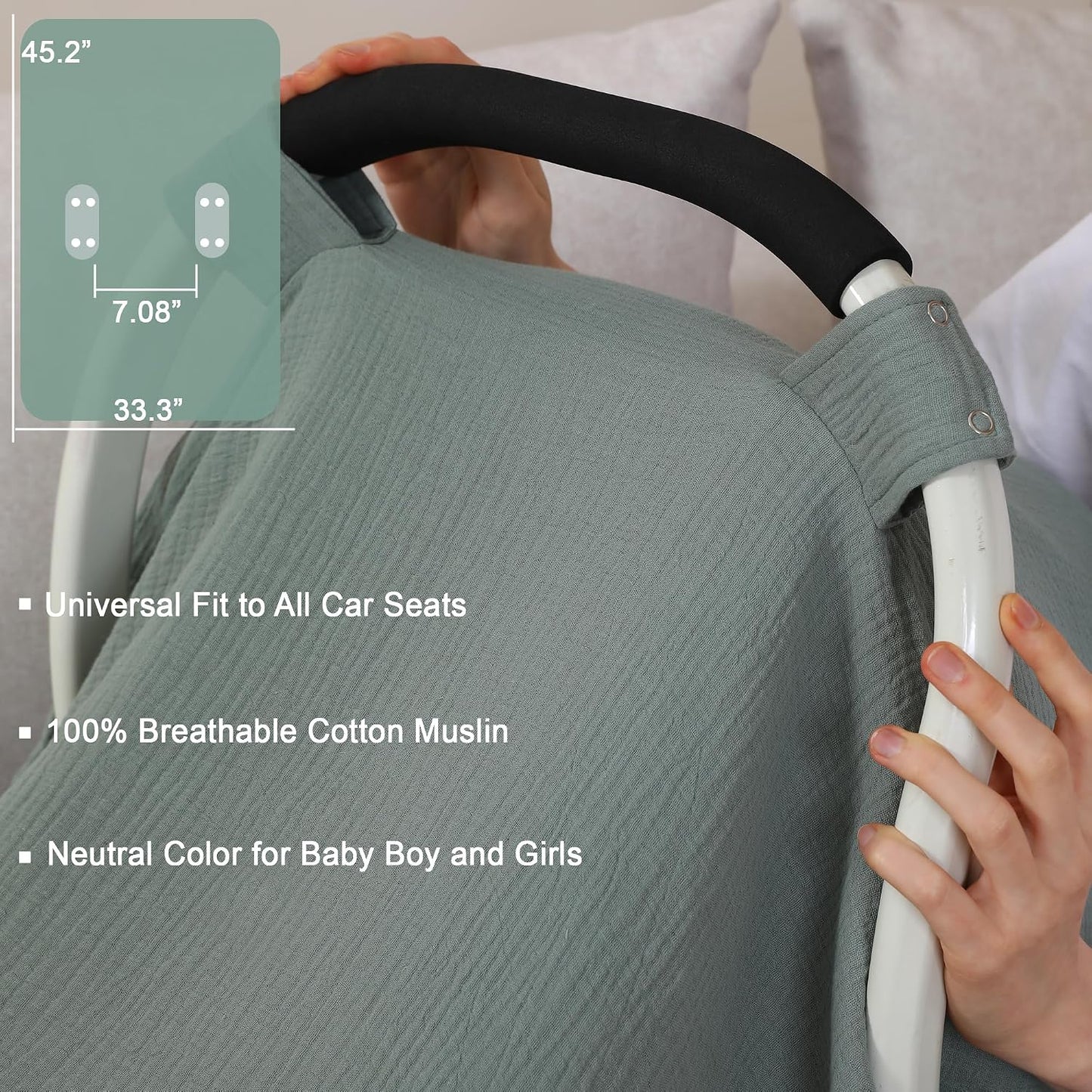 Muslin Cotton Baby Car Seat Cover | Breathable Multi-Use Canopy Cover