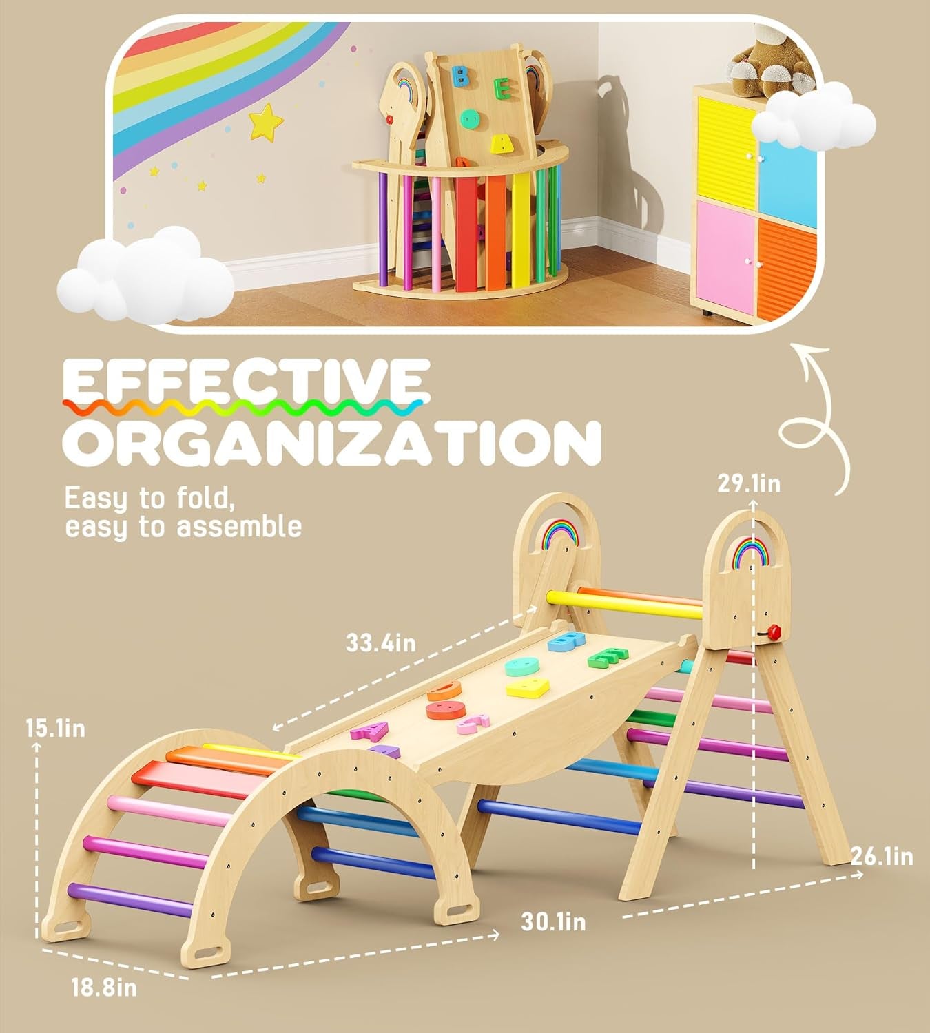✨ Inspire active play, creativity, and confidence with this 9-in-1 Wooden Pikler Triangle Climber Set. Designed to develop balance, coordination, motor skills, and independent learning through safe, screen-free fun.