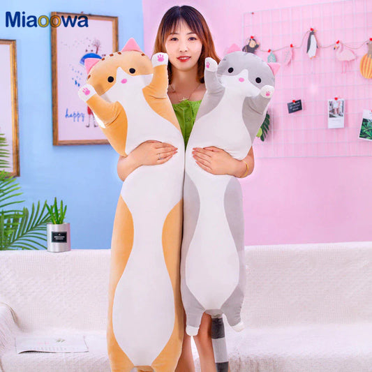 Introducing the Adorable 130Cm Long Cat Pillow - The Perfect Plush Companion for Naps and Home Decor!