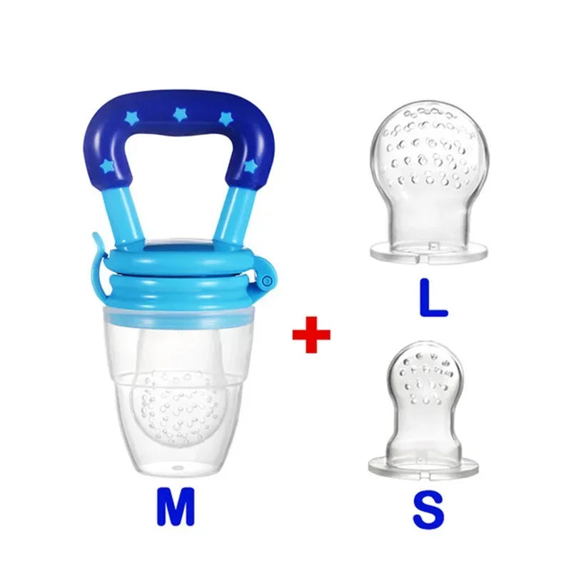 3-in-1 Baby Food Feeder & Nibbler – Silicone Teething Pacifier Bottle with Straw & Handle 