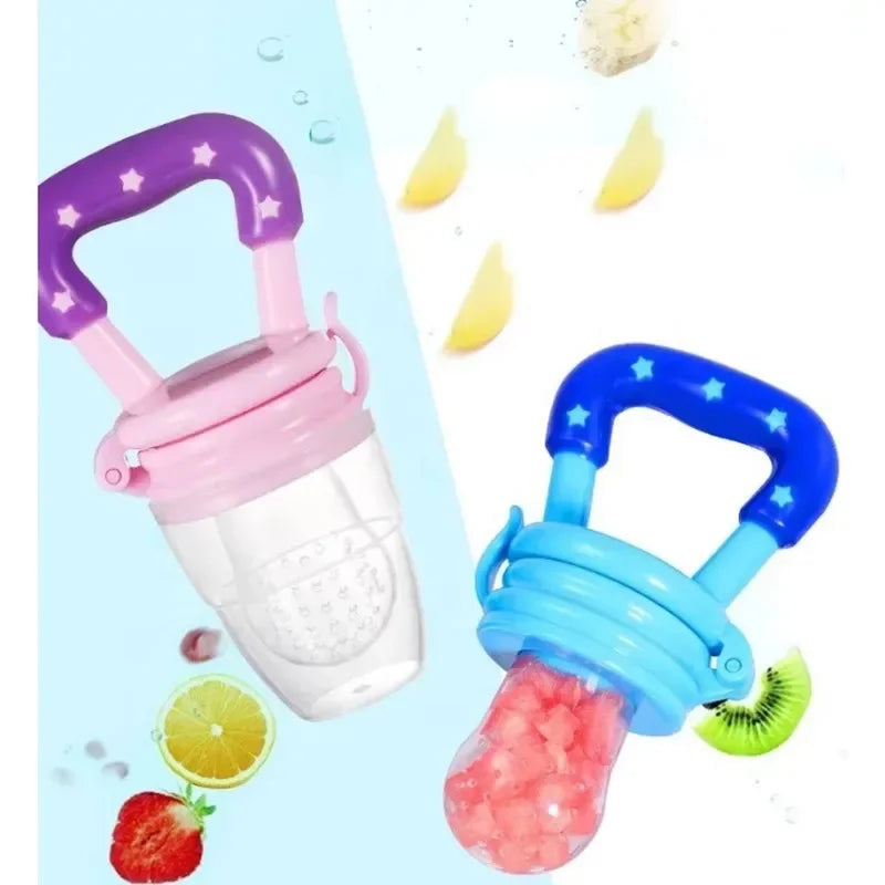 3-in-1 Baby Food Feeder & Nibbler – Silicone Teething Pacifier Bottle with Straw & Handle 