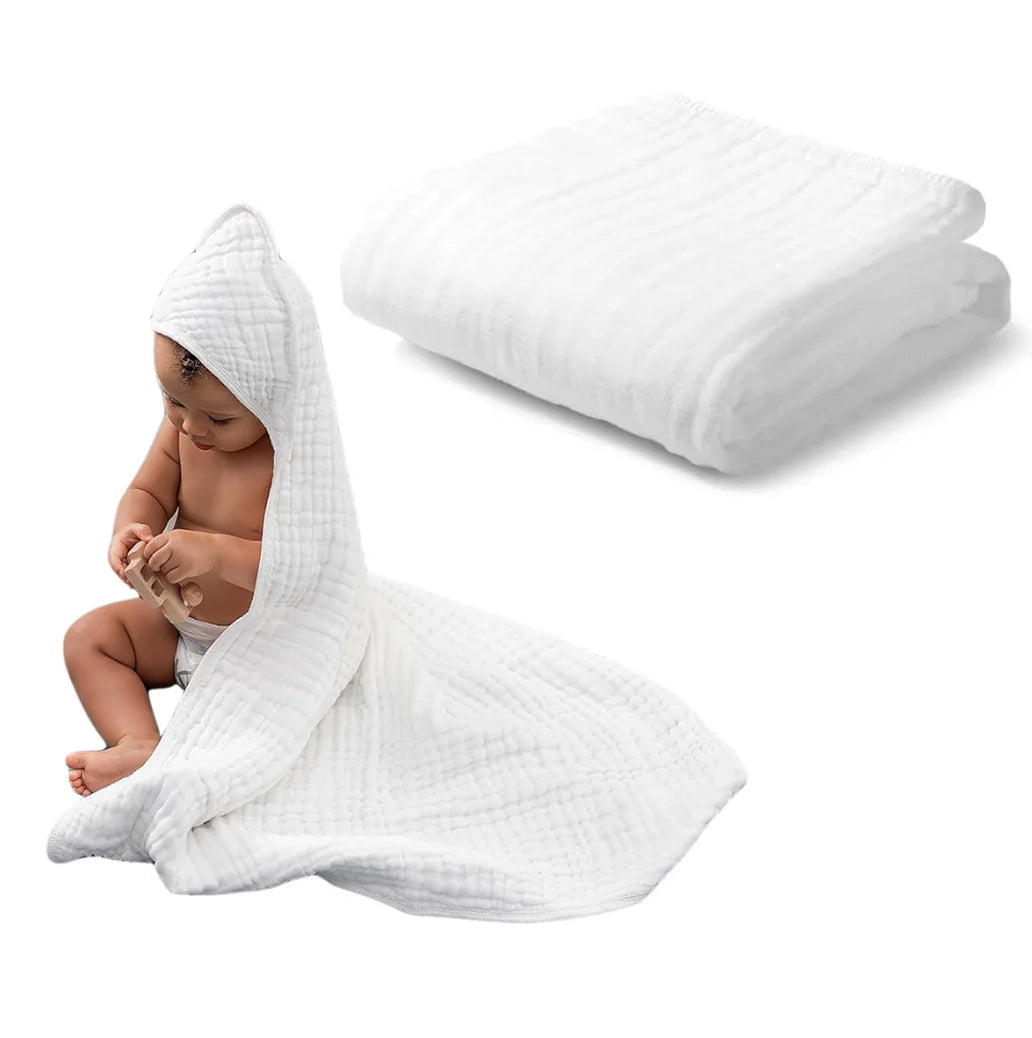 Luxuriously Soft Baby Bath Towels - 6 Layer Cotton Gauze Hooded Infant Bathrobe & Swaddle Wrap for Toddlers - 80x80cm