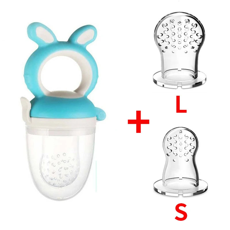 3-in-1 Baby Food Feeder & Nibbler – Silicone Teething Pacifier Bottle with Straw & Handle 