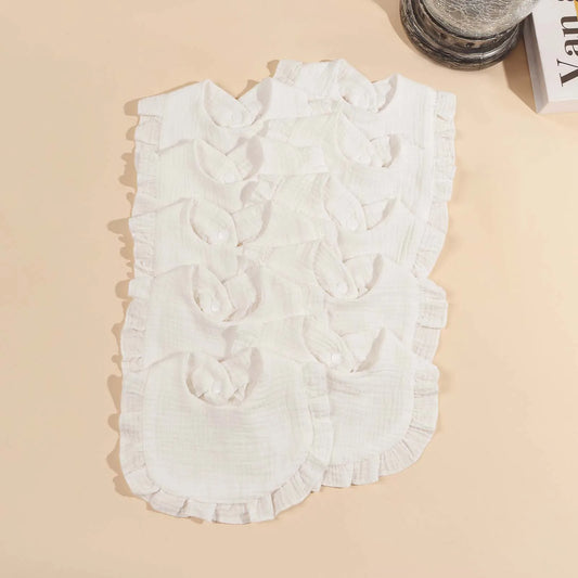 Stylish 10-Piece 100% Cotton Baby Bib Set with Ruffled Edges - Perfect for Drooling and Fashionable Gift Idea!
