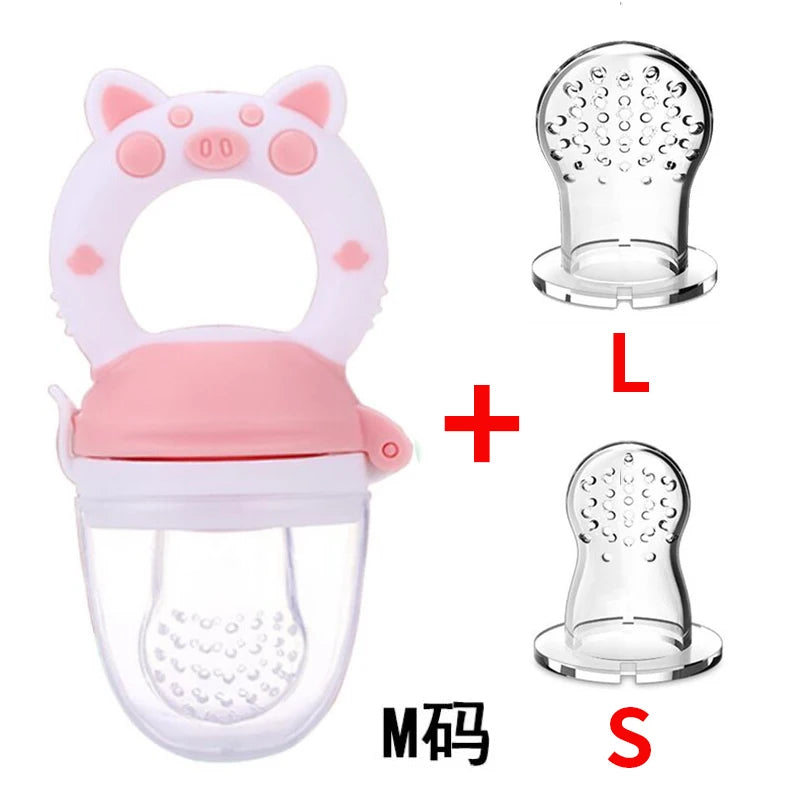 3-in-1 Baby Food Feeder & Nibbler – Silicone Teething Pacifier Bottle with Straw & Handle 