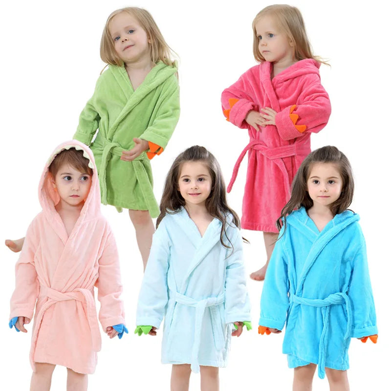 Adorable Hooded Dragon Paw Bathrobe for Kids - 100% Cotton Shower Hoodie for Ages 1-6