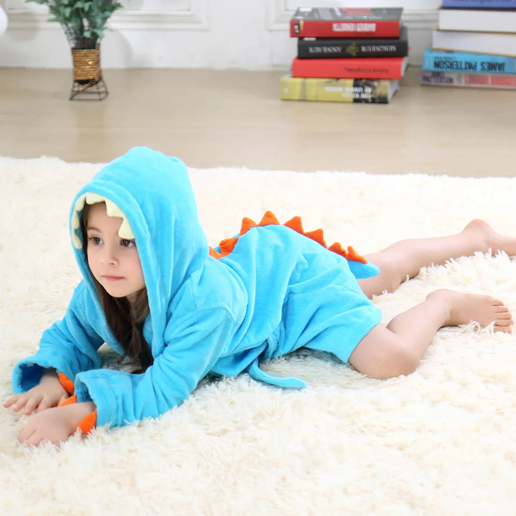 Adorable Hooded Dragon Paw Bathrobe for Kids - 100% Cotton Shower Hoodie for Ages 1-6