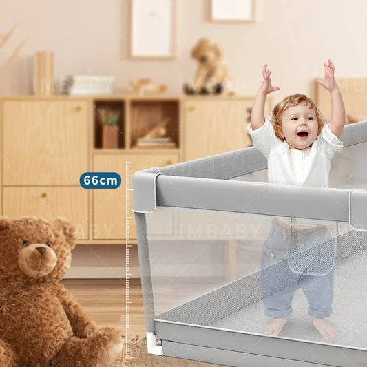 IMBABY Spacious and Washable Baby Playpen - Safe Indoor Activity Center for Toddlers in Light Gray