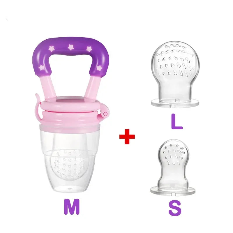 3-in-1 Baby Food Feeder & Nibbler – Silicone Teething Pacifier Bottle with Straw & Handle 