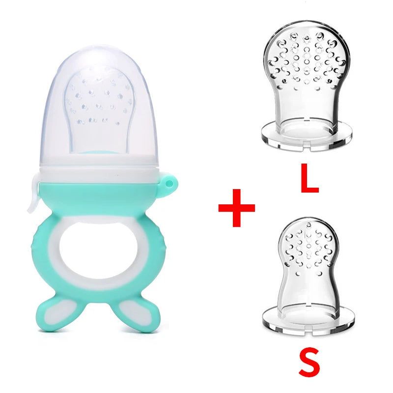3-in-1 Baby Food Feeder & Nibbler – Silicone Teething Pacifier Bottle with Straw & Handle 