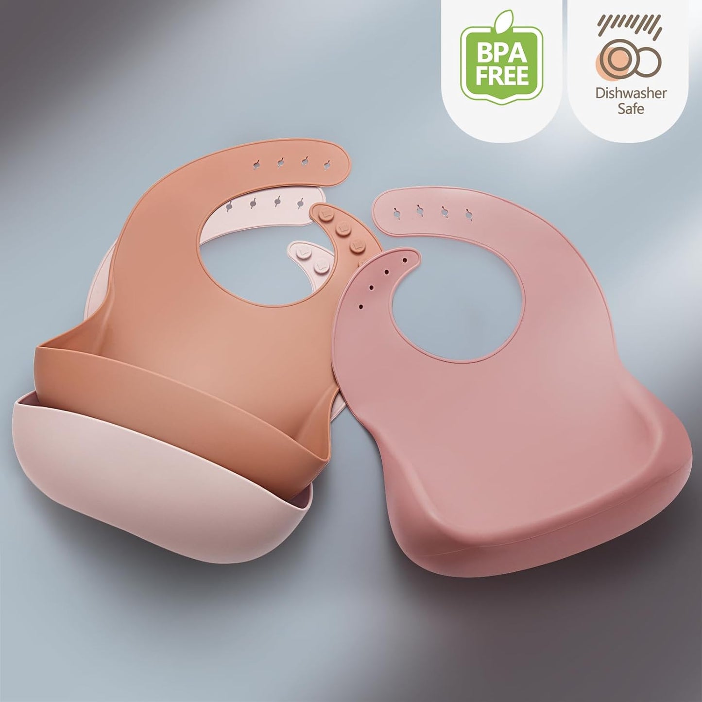 Silicone Baby Bibs (3-Pack) – Waterproof, BPA-Free, Adjustable Feeding Bibs for Babies & Toddlers 🍼