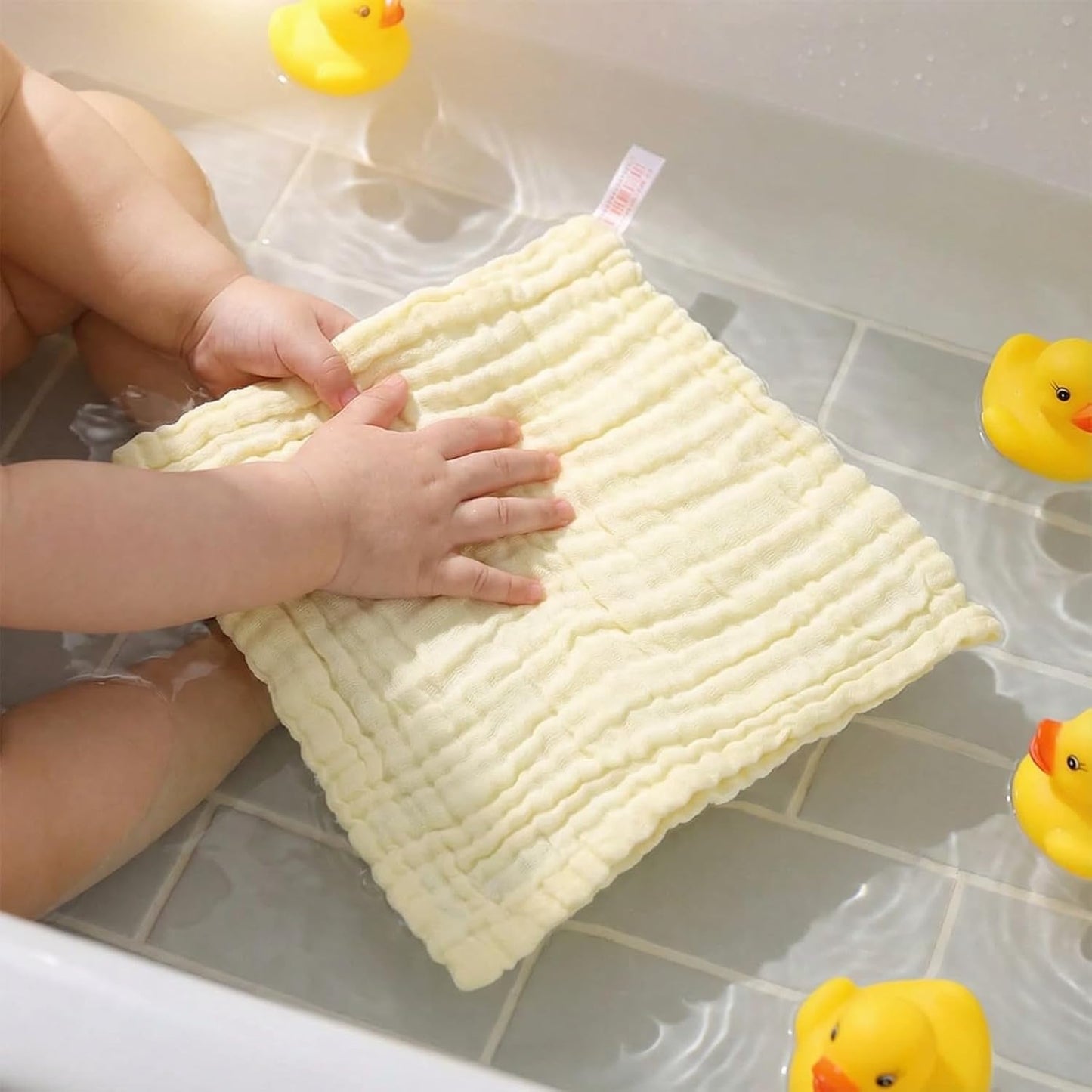 Baby Muslin Washcloths (5-Pack) – 100% Cotton Soft & Absorbent Face Towels for Newborns 