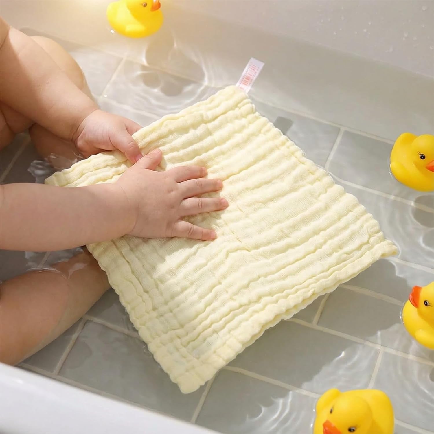 Baby Muslin Washcloths (5-Pack) – 100% Cotton Soft & Absorbent Face Towels for Newborns 