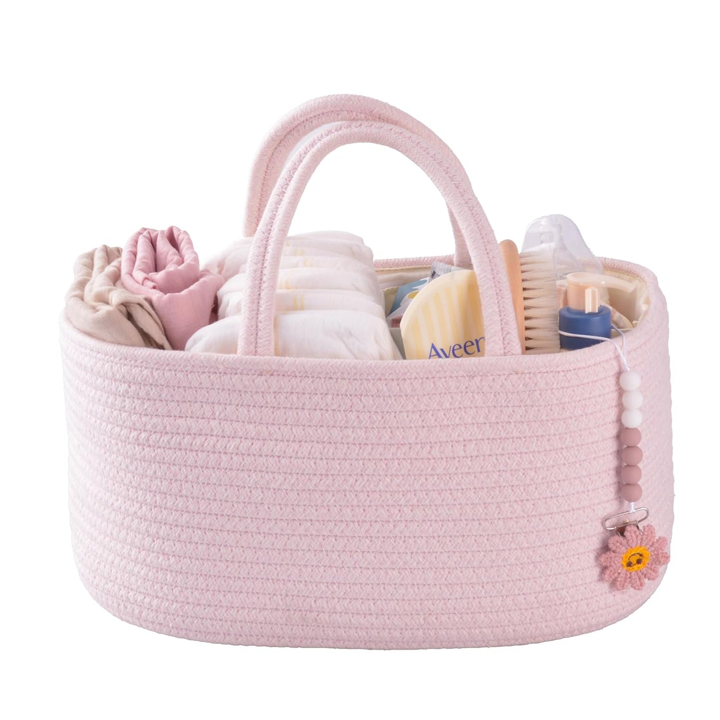 Baby Diaper Caddy Organizer – Portable Cotton Rope Nursery Storage Basket for Newborn Essentials 🧺
