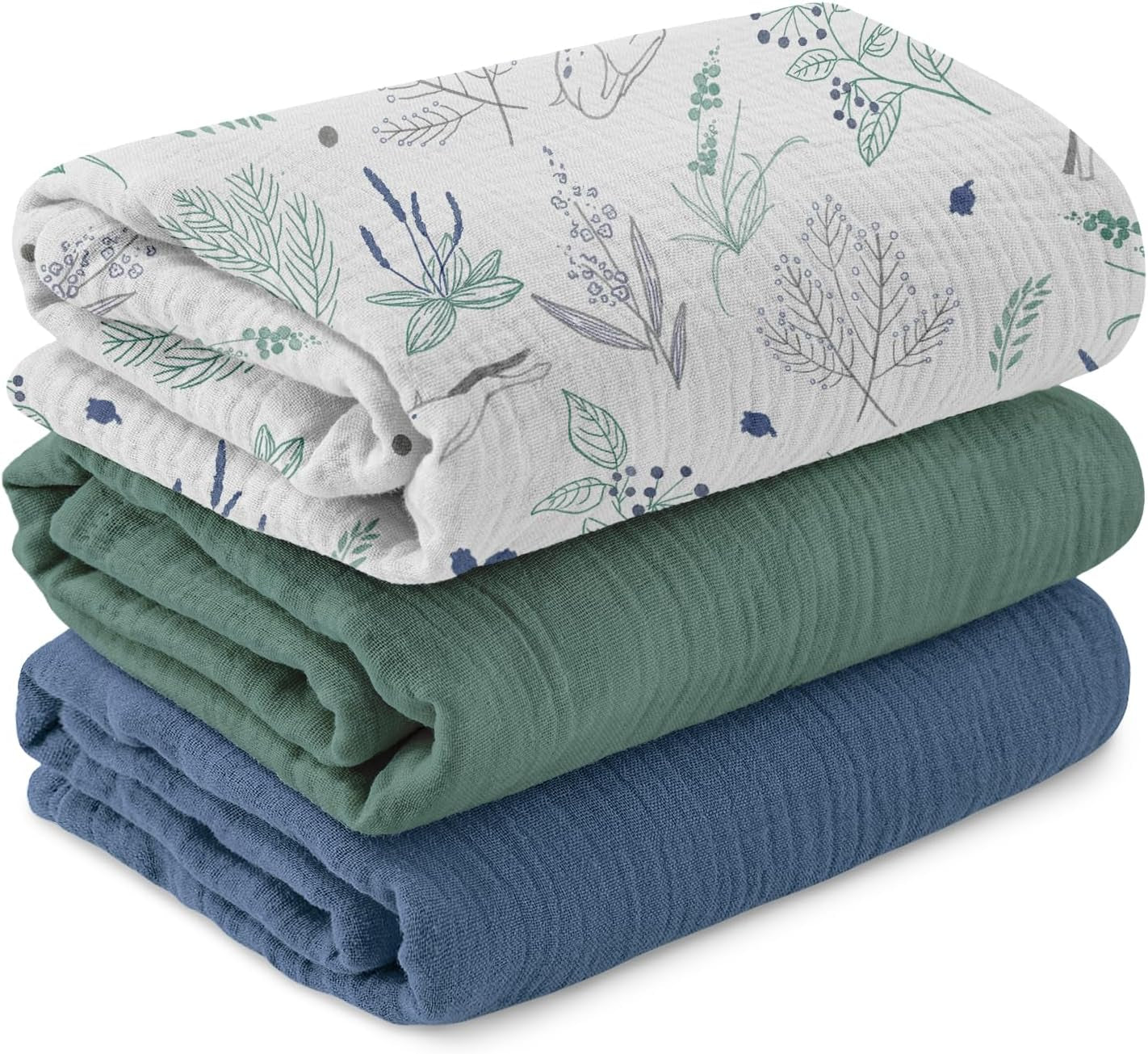 Muslin Swaddle Blankets (3-Pack) – Ultra Soft 100% Cotton Breathable Baby Wraps 38x40” 