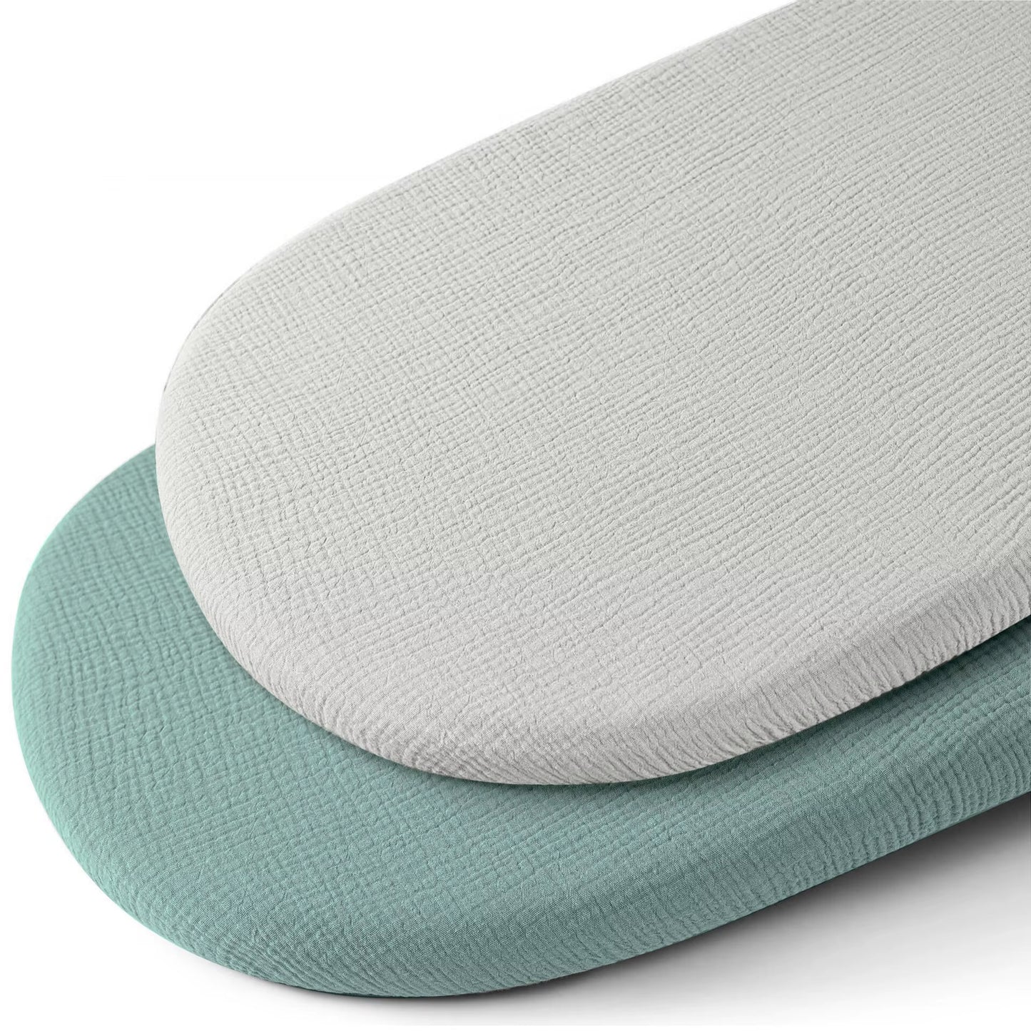Cozy and Stylish 2-Pack Muslin Bassinet Sheets - Breathable Cotton Cradle Mattress Covers for Your Newborn