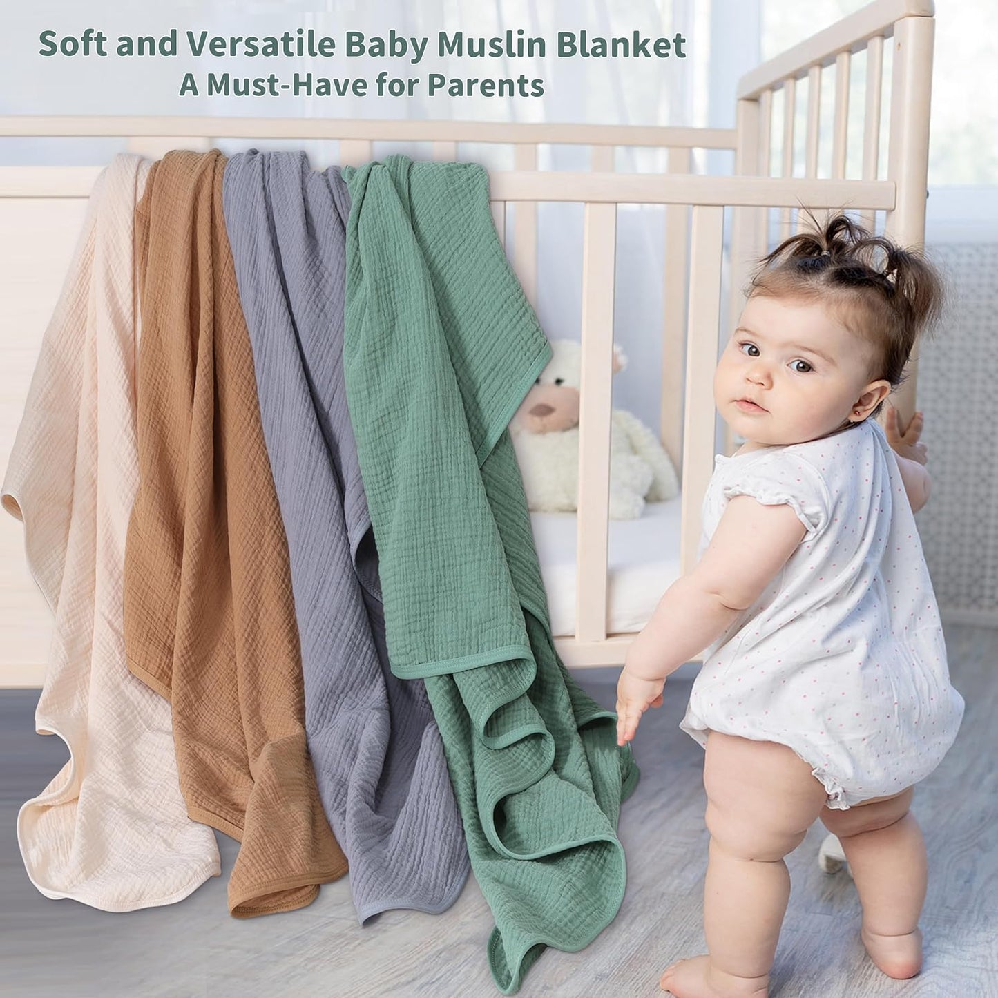 Muslin Swaddle Blankets 2-Pack | Soft & Breathable Baby Receiving Blankets