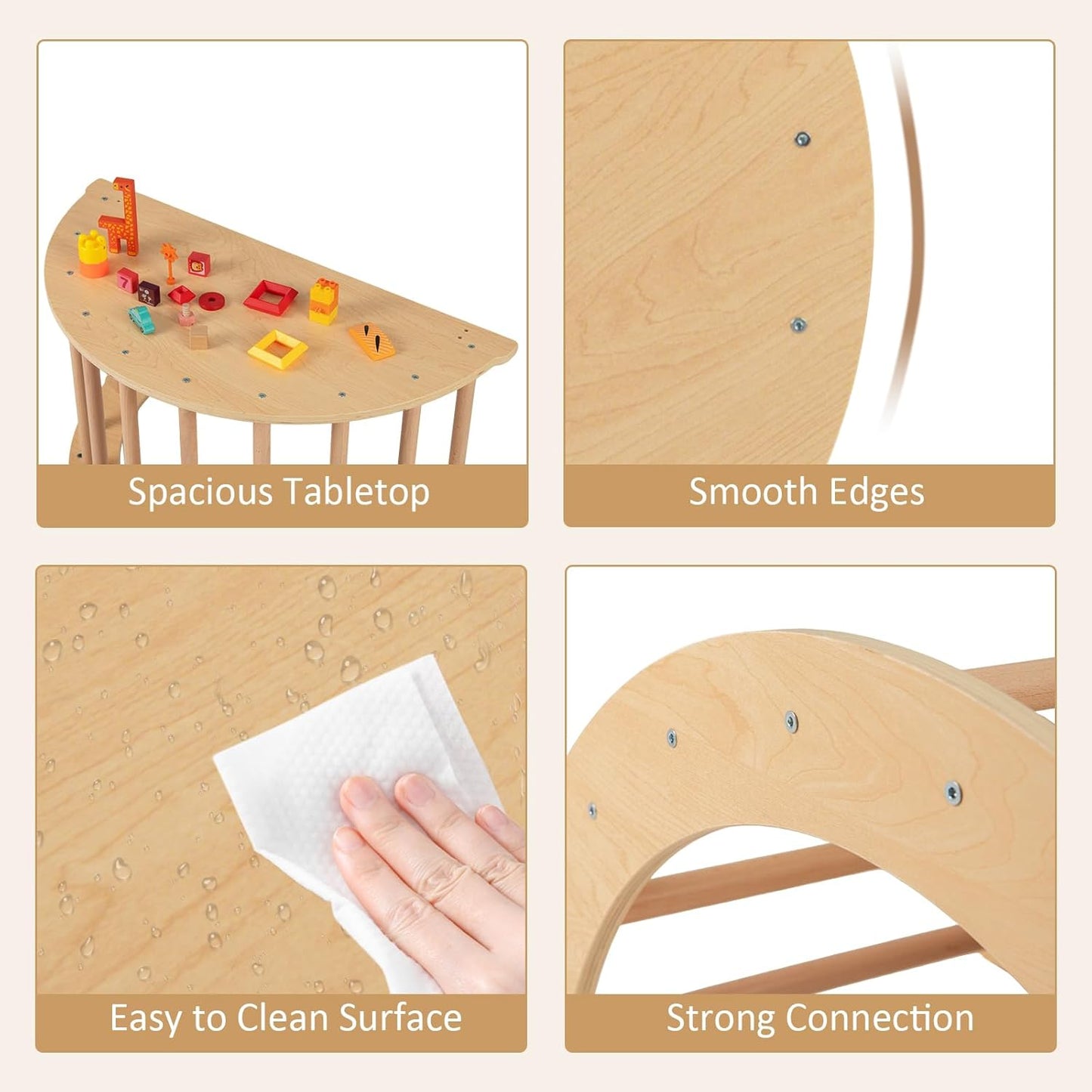6-in-1 Wooden Arch Climber & Rocker – Montessori Toddler Playset with Cushion & Sensory Table 