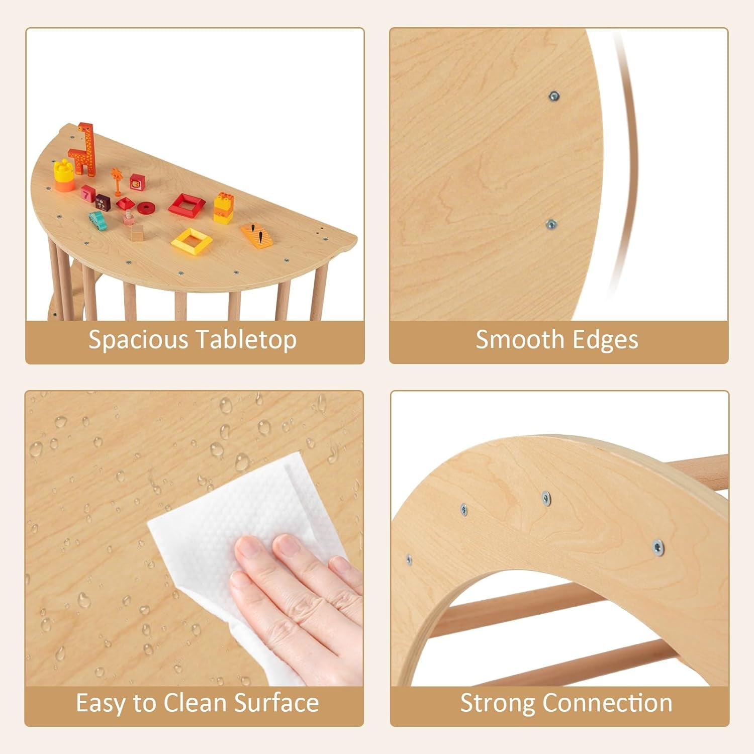 6-in-1 Wooden Arch Climber & Rocker – Montessori Toddler Playset with Cushion & Sensory Table 