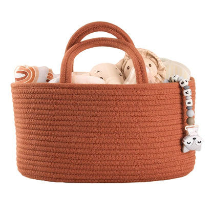 Baby Diaper Caddy Organizer – Portable Cotton Rope Nursery Storage Basket for Newborn Essentials 🧺
