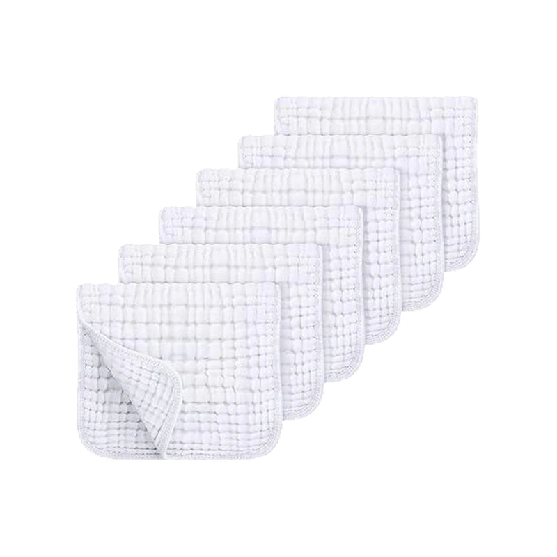 6 Pack of Extra Soft & Absorbent 20''X10'' Muslin Baby Burp Cloths - 100% Cotton Washable Face Towels for Infants
