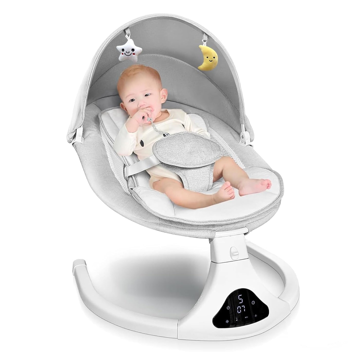 Electric Baby Swing for Infants to Toddler| Portable Infant Swing with Remote Control, Rocker with 5 Speeds, 3-Point Harness for Baby Boy Girl (Black)