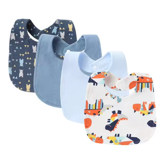 Stylish and Practical 1/4Pcs Cotton Newborn Baby Bibs - Adorable Cartoon Prints for Effortless Feeding