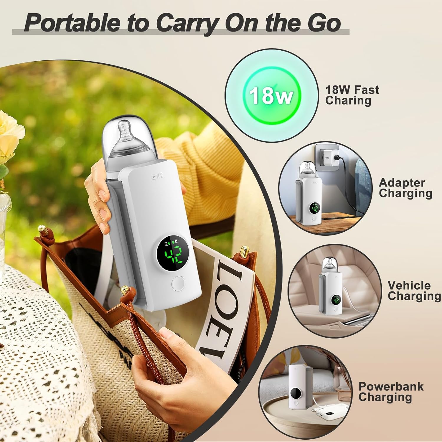 Revolutionary Portable Baby Bottle Warmer – Effortless, Waterless Heating for Home and On-the-Go!