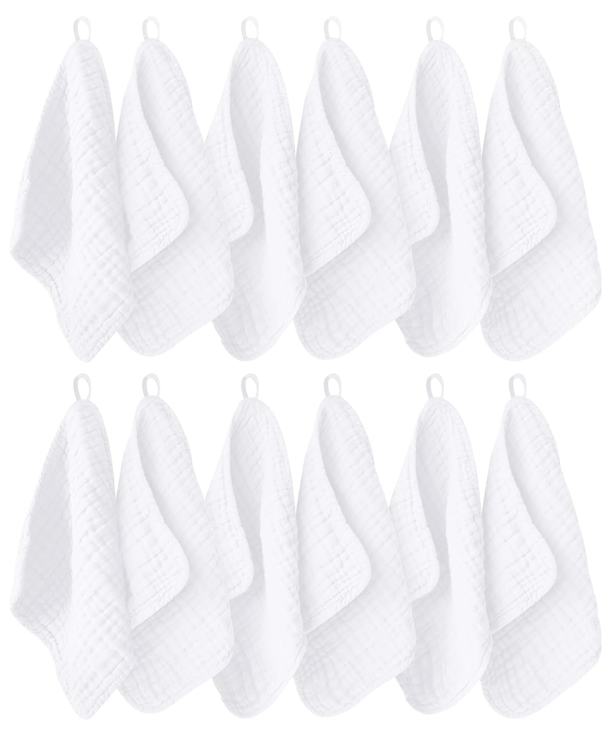 Muslin Baby Washcloths 12-Pack | Ultra-Soft Cotton Cloths for Everyday Care