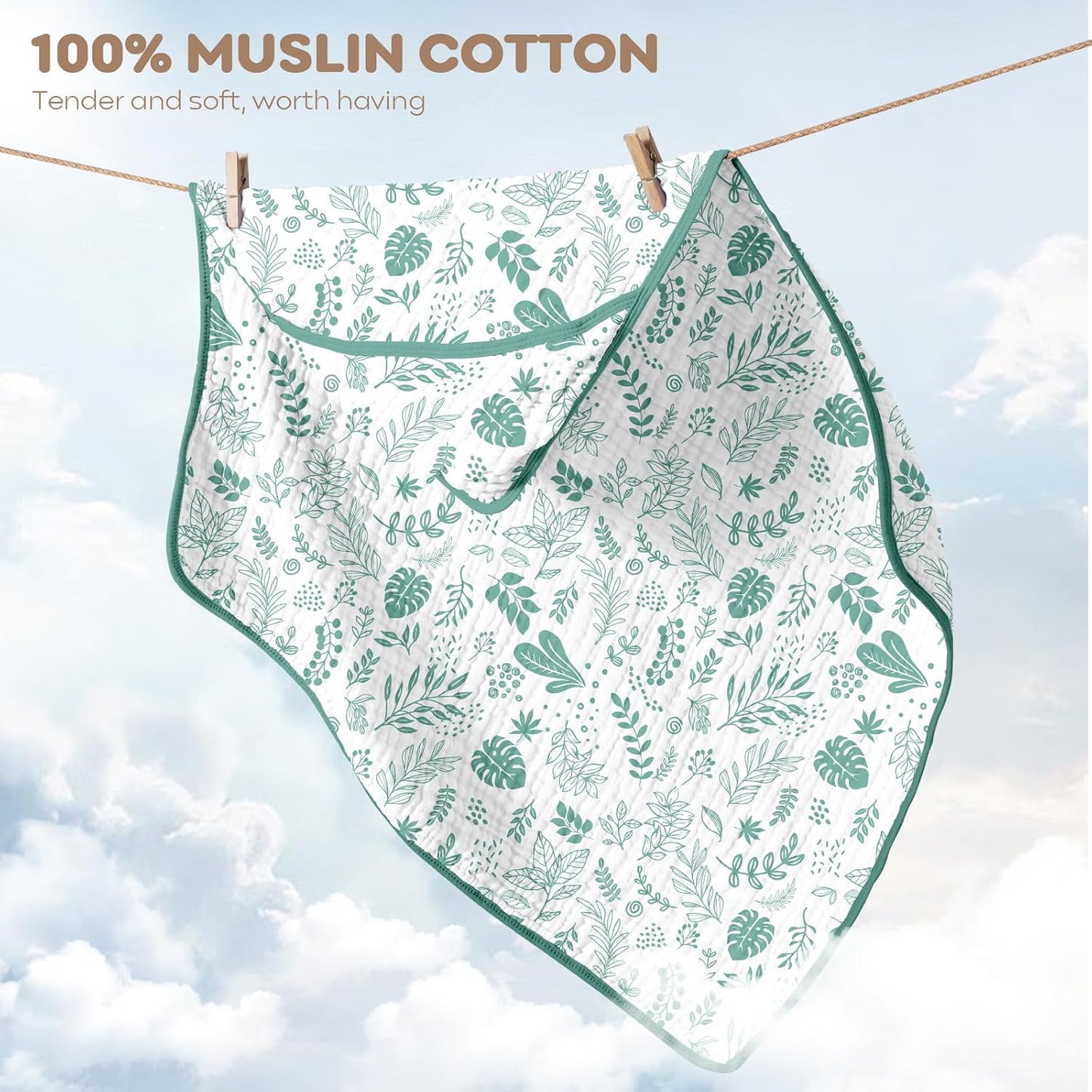 2 Pack Muslin Cotton Hooded Baby Towels 32x32" Soft Absorbent Bath Towels 🚚
