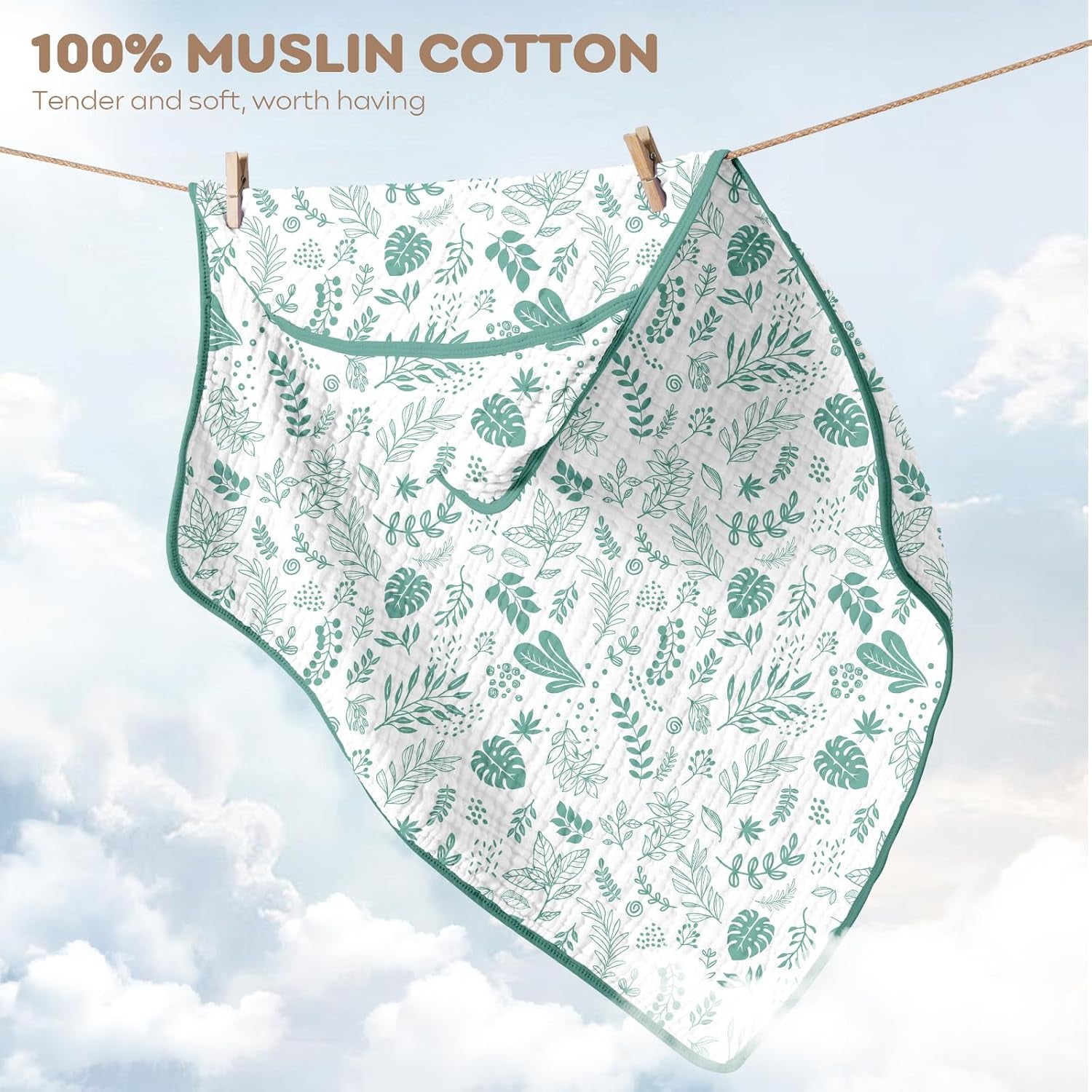 2 Pack Muslin Cotton Hooded Baby Towels 32x32" Soft Absorbent Bath Towels 🚚