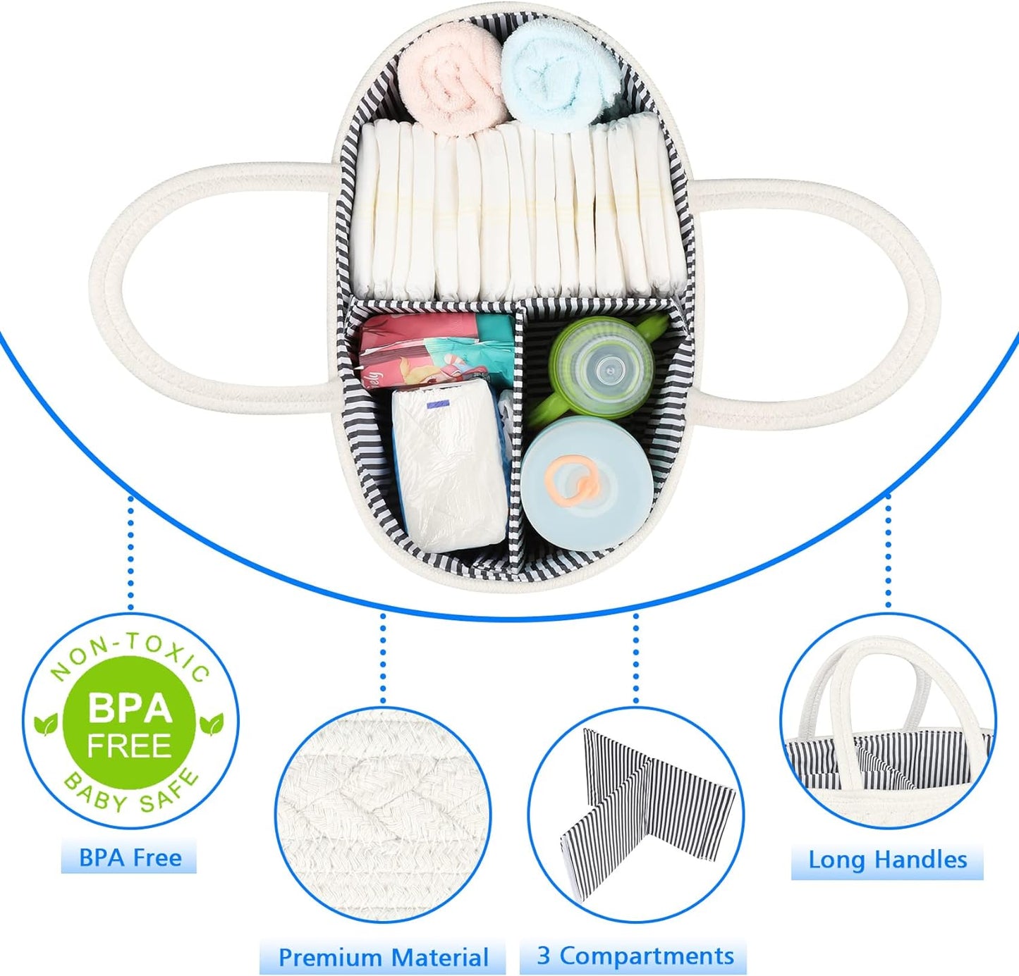 Baby Diaper Caddy Organizer | Portable Nursery Storage Basket
