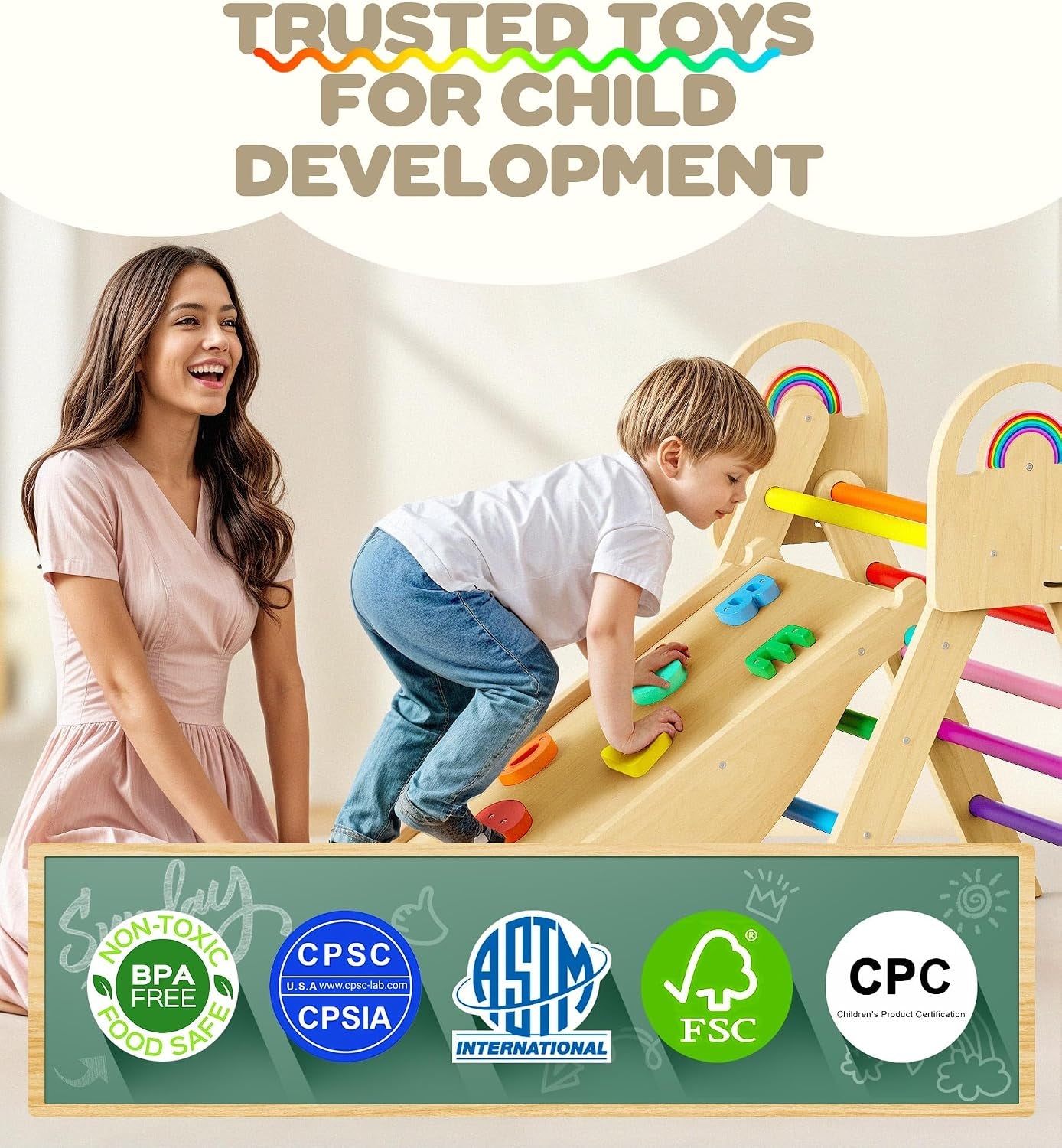 ✨ Inspire active play, creativity, and confidence with this 9-in-1 Wooden Pikler Triangle Climber Set. Designed to develop balance, coordination, motor skills, and independent learning through safe, screen-free fun.